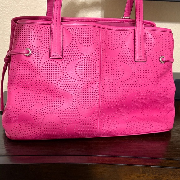 COACH Perforated Leather Drawstring Tote - Hot Pink | 2013 - Picture 5 of 13